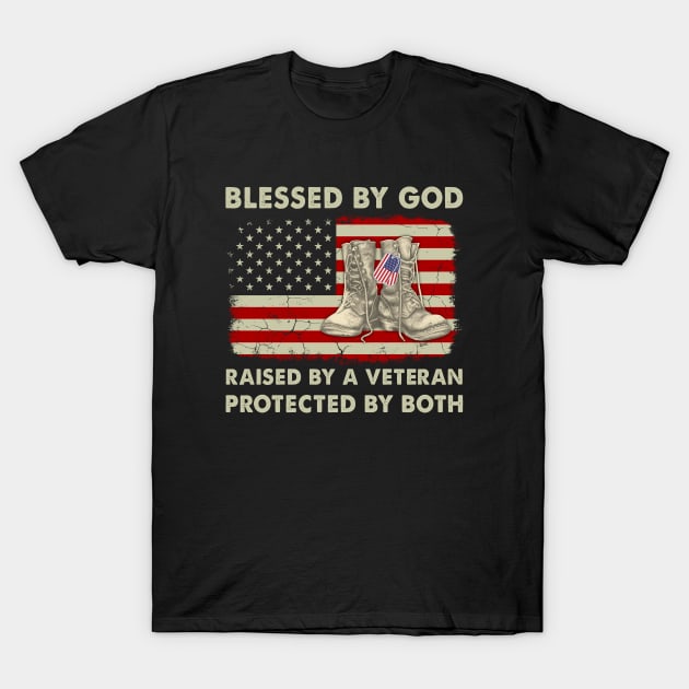 Blessed By God Raised By A Veteran Protected By Both T-Shirt by Symmetry Stunning Portrait